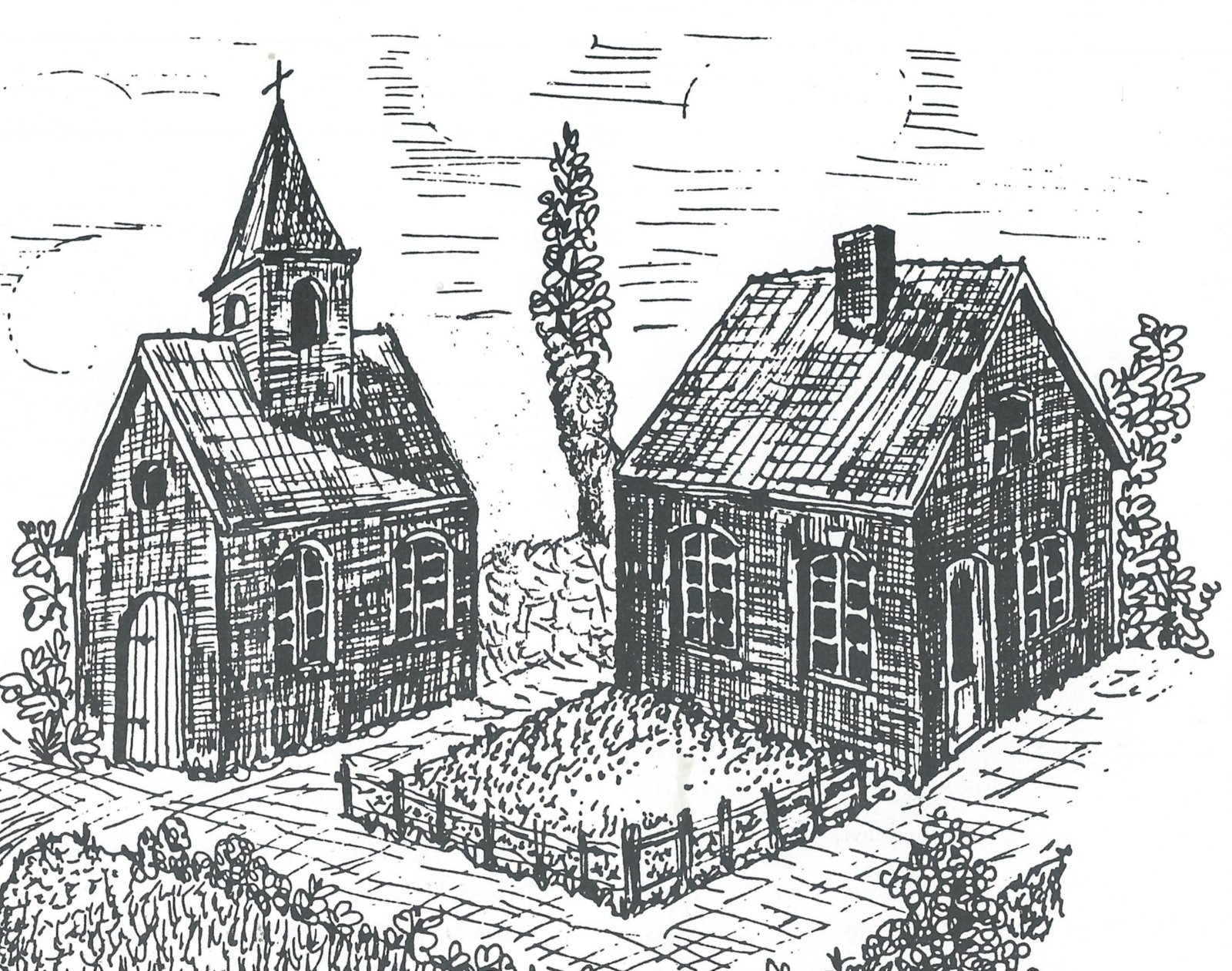 Rekonstruktion der Kapelle mit Schule (errichtet 1718) nach Unterlagen aus dem Pfarrarchiv Immendorf